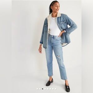 Old Navy Curvy Extra High Waisted Button Fly Straight Jeans | Size 16 Tall